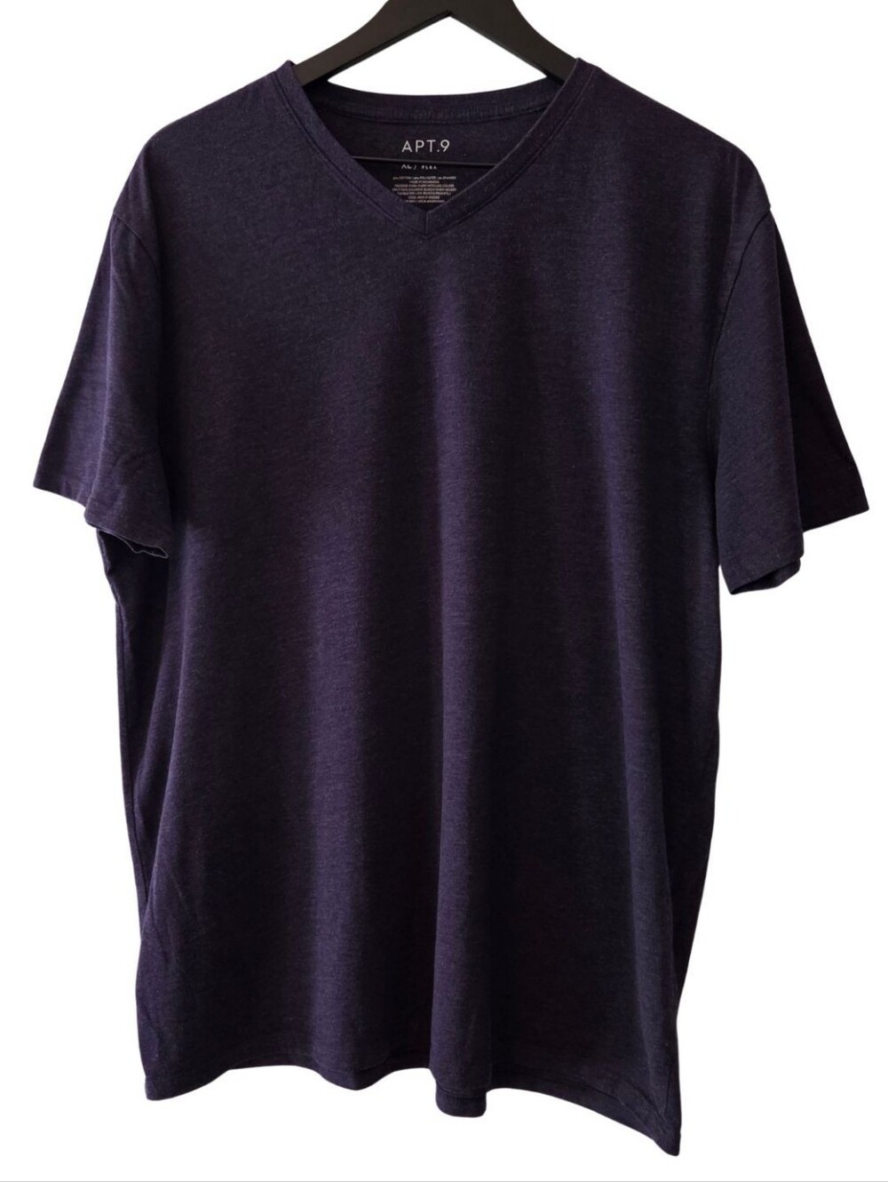 APT. 9 Men's Deep Purple V-Neck Short-Sleeve Shirt Heathered Fabric Size XL